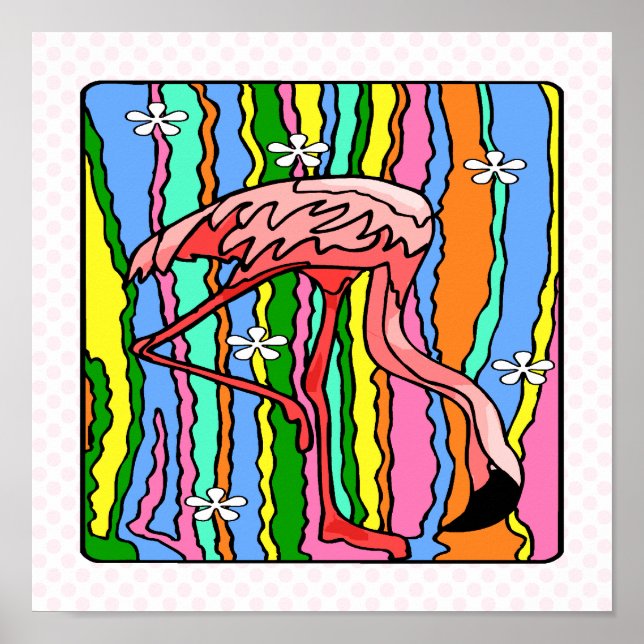 Flower-Power Flamingo Poster (Front)
