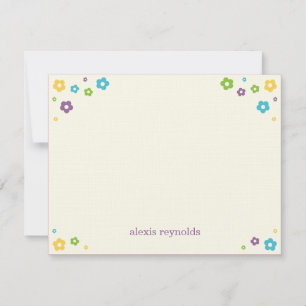 Flower Power Flat Thank You Card - Purple