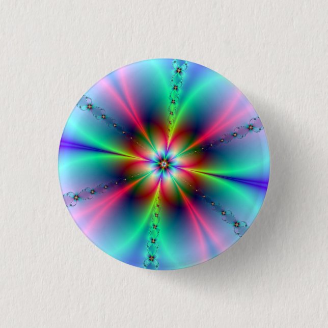 Flower Power Fractal 3 Cm Round Badge (Front)