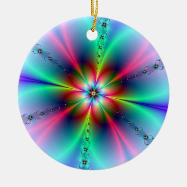 Flower Power Fractal Ceramic Tree Decoration (Front)