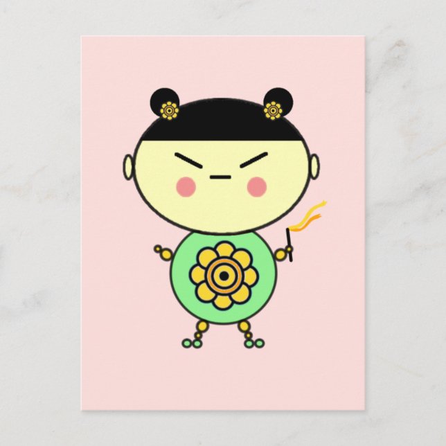 Flower Power Girl Postcard (Front)