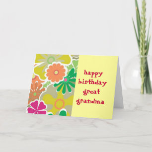 Flower Power Great Grandma  Birthday Card
