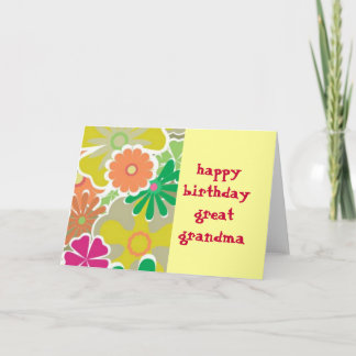 Flower Power Great Grandma  Birthday Card