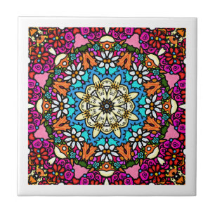 Flower Power Groovy Garden Tile