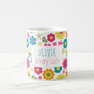 Flower Power Groovy Lady Coffee Mug