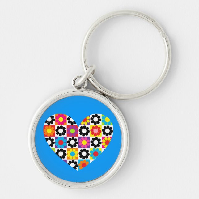 Flower Power Heart Key Ring (Front)