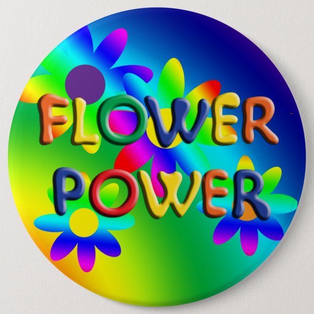 Flower Power Hippie 6" Button (Front)