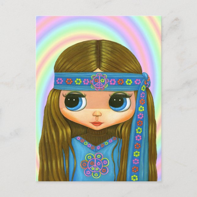 Flower Power Hippie Doll Postcard (Front)