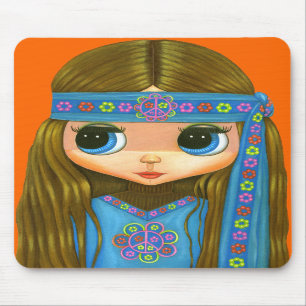 Flower Power Hippie Girl Mousepad