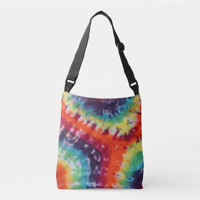 Flower Power Hippie Tie Dye Rainbow      Crossbody Bag (Front)