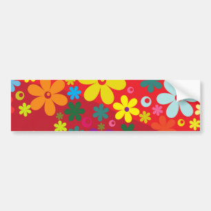 Flower Power in Red Bumper Sticker