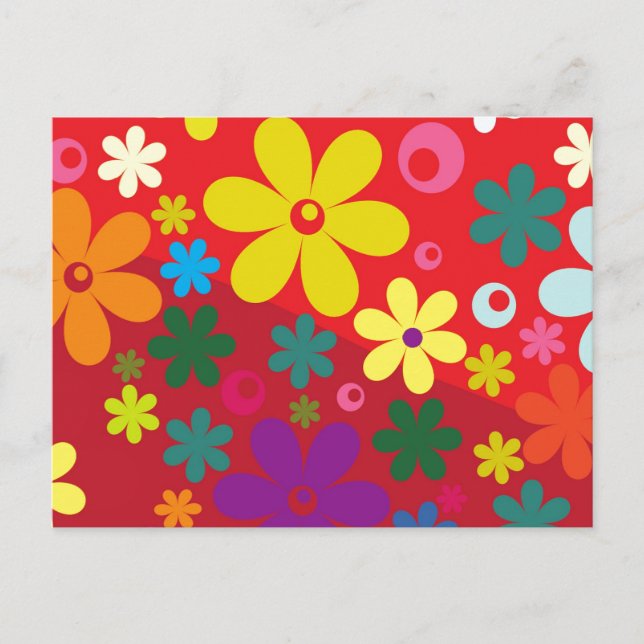 Flower Power in Red Postcard (Front)