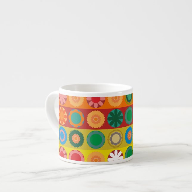 Flower Power in Rows Espresso Cup (Front Left)