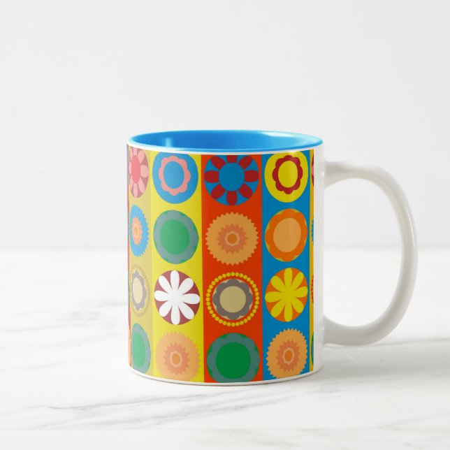 Flower Power in Rows Two-Tone Coffee Mug (Right)