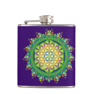 Flower Power of Life / Blume des Lebens Hip Flask
