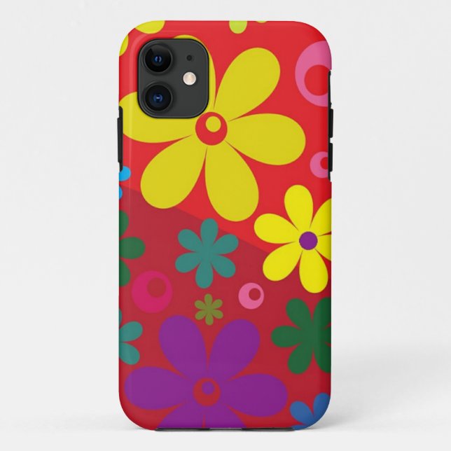 Flower Power on Red Case-Mate iPhone Case (Back)