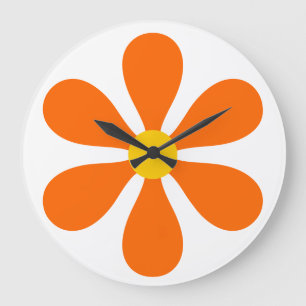 Flower Power - orange Large Clock
