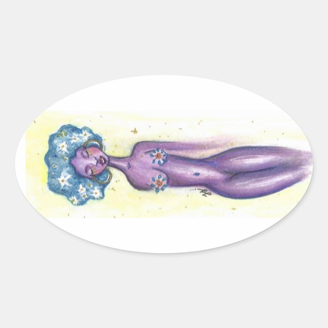 flower power oval sticker (Front)