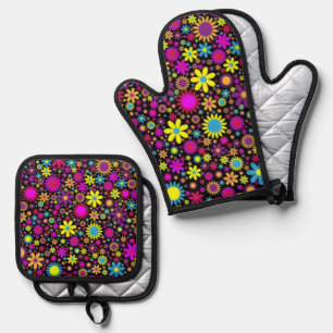 Flower Power Oven Mitt & Pot Holder Set