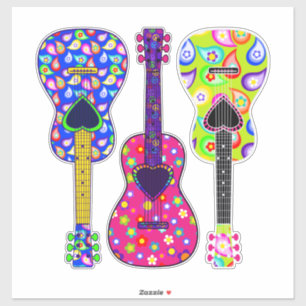 Flower Power Painted Guitars Boho Hippie