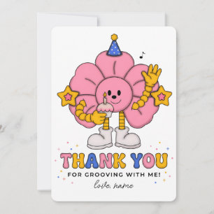 Flower Power Party Favor Card, Birthday Thank You Invitation