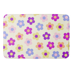 Flower Power Pattern – Yellow Background Bath Mat
