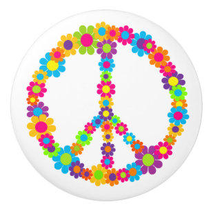Flower Power Peace Ceramic Knob