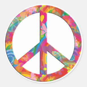 Flower Power Peace Classic Round Sticker