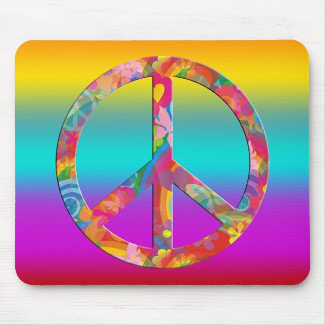 Flower Power Peace | coloured lines Mouse Mat (Front)