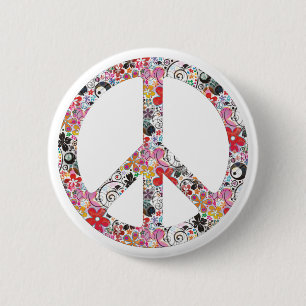 Flower Power Peace I 6 Cm Round Badge