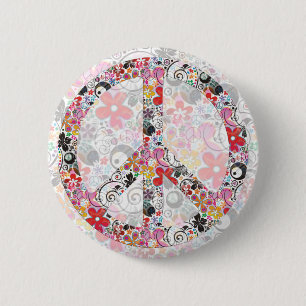 Flower Power Peace I   FlowerPower light 6 Cm Round Badge
