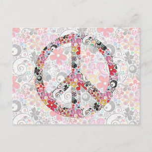 Flower Power Peace I FlowerPower light Postcard