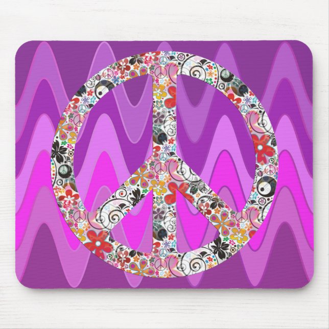 Flower Power Peace I - sinus pnk Mouse Mat (Front)