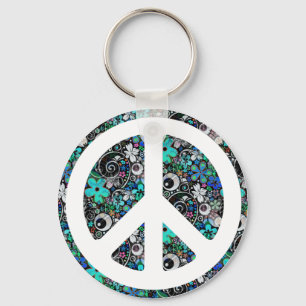 Flower Power Peace II Key Ring