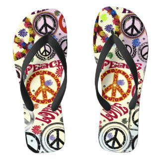 Flower Power Peace & Love Hippie Flip Flops