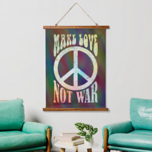 Flower Power Peace - Make Love Not War 1 Hanging Tapestry