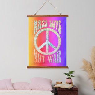 Flower Power Peace - Make Love Not War 1 Hanging Tapestry