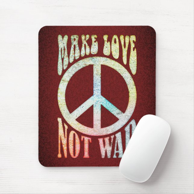 Flower Power Peace - Make Love Not War 1 Mouse Mat (With Mouse)