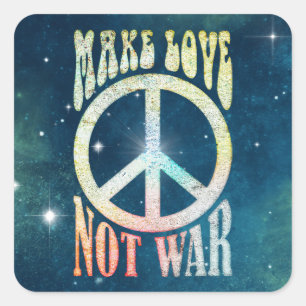 Flower Power Peace - Make Love Not War 1 Square Sticker