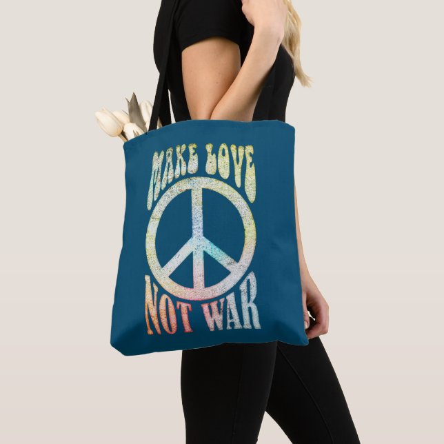 Flower Power Peace - Make Love Not War 1 Tote Bag (Close Up)