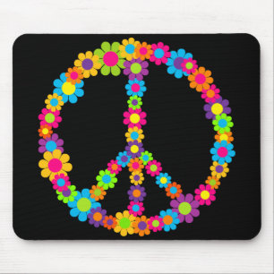 Flower Power Peace Mouse Mat