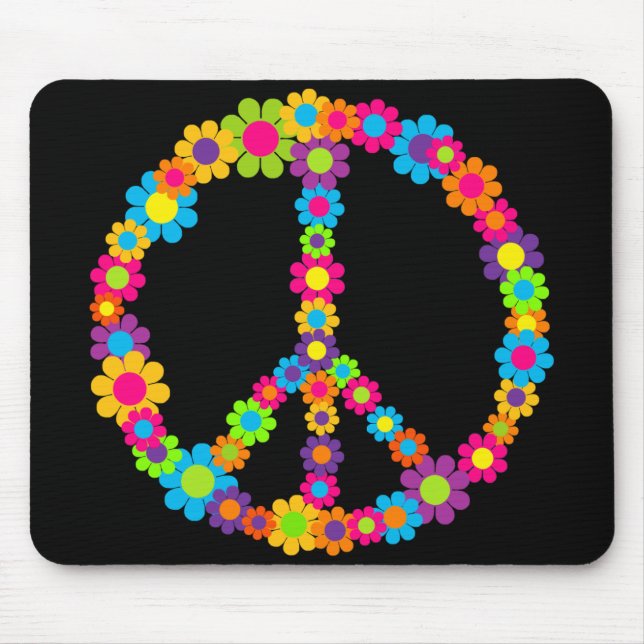 Flower Power Peace Mouse Mat (Front)