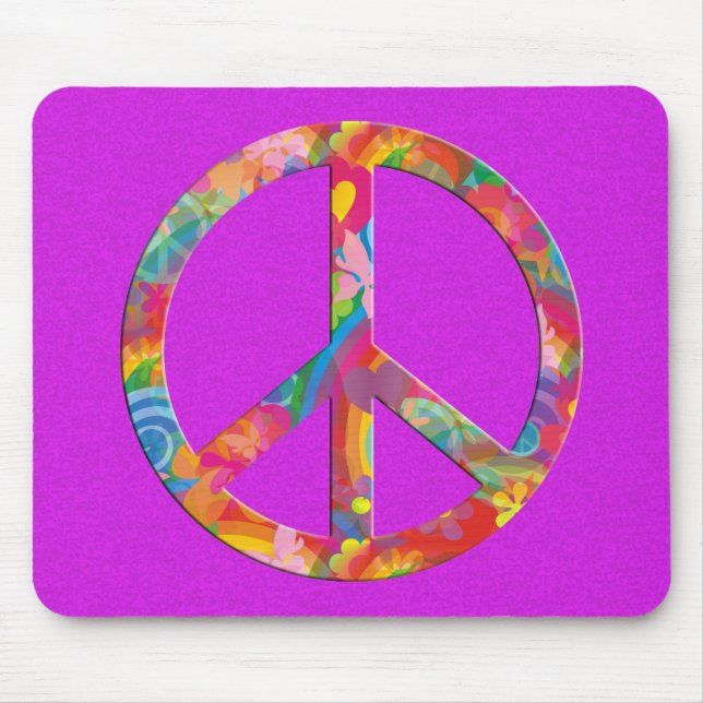 Flower Power Peace | pink splatter Mouse Mat (Front)