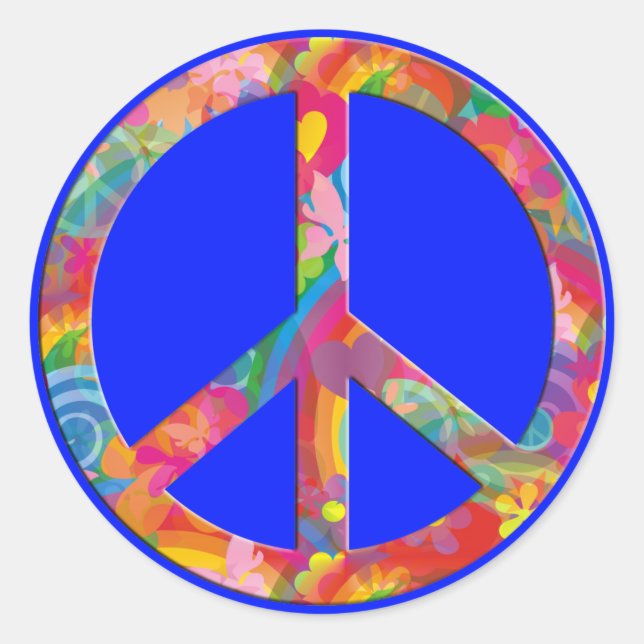 Flower Power Peace | royal Classic Round Sticker (Front)