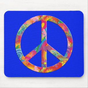 Flower Power Peace royal splatter Mouse Mat