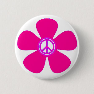 Flower Power Peace Sign 6 Cm Round Badge
