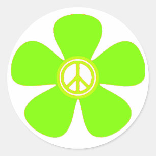 Flower Power Peace Sign Classic Round Sticker