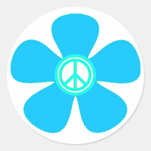 Flower Power Peace Sign Classic Round Sticker