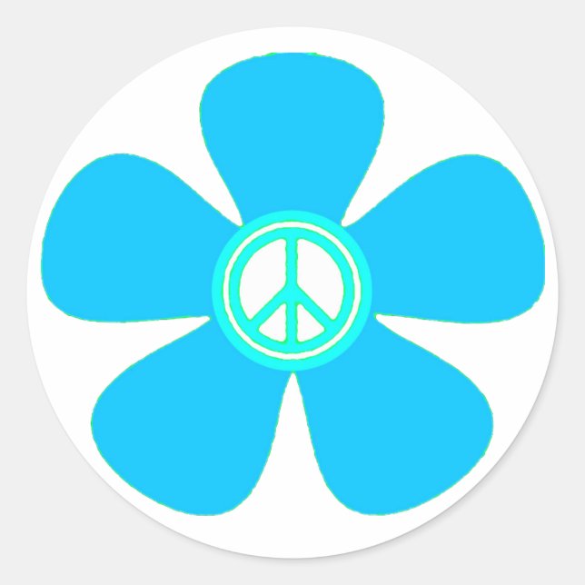 Flower Power Peace Sign Classic Round Sticker (Front)