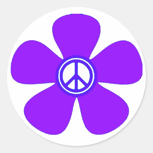 Flower Power Peace Sign Classic Round Sticker (Front)
